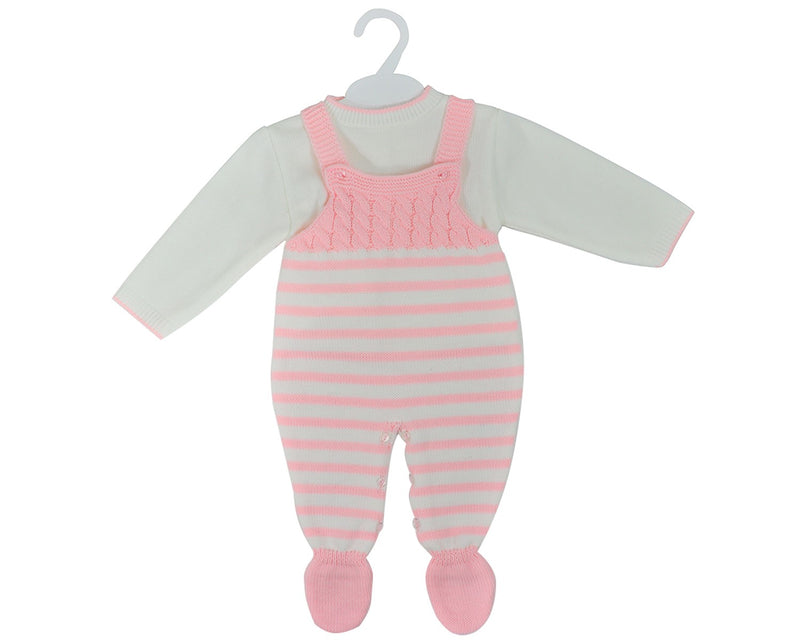 Baby Knitted Striped Dungaree Outfit