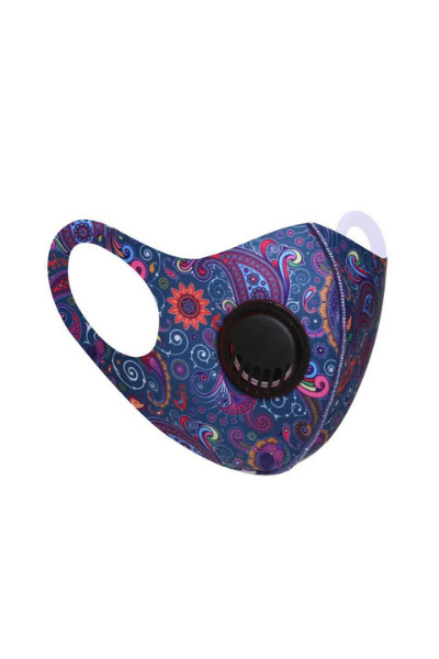 Multicoloured Paisley Polyester Breathable Face Mask with Vent