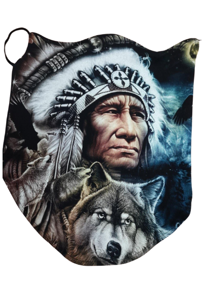 Native Chief and Wolf Design Breathable Neck Buff Face Mask