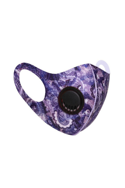 Purple Paisley Polyester Breathable Face Mask with Vent