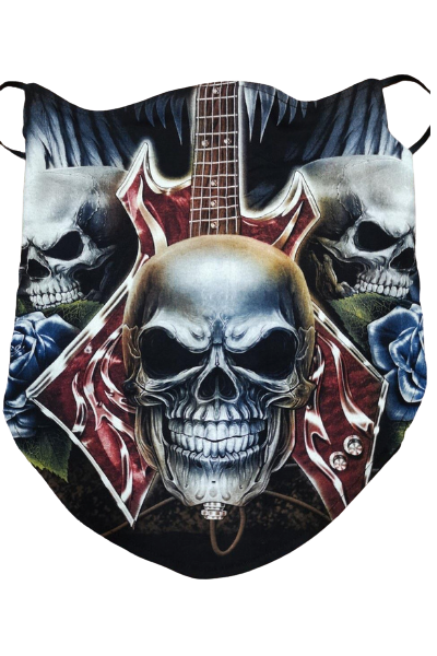 Skull and Guitar Pattern Breathable Neck Buff Face Mask