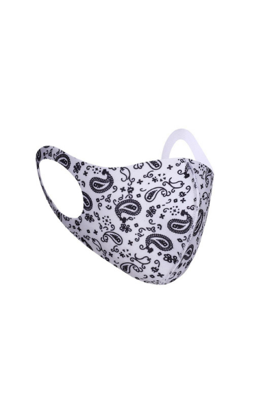 White Paisley Polyester Breathable Face Mask