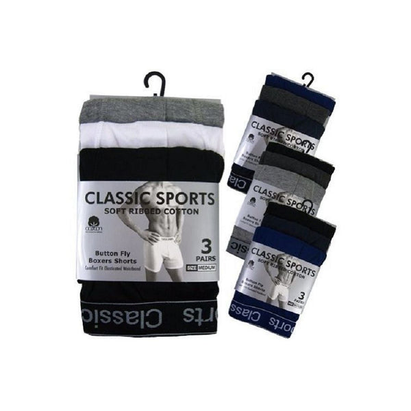 Classic Sports Plain Boxers (Pack of 3)