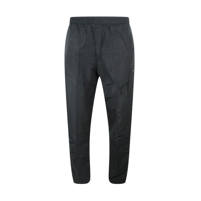fleece-lined-elasticated-waist-cargo-trousers-black