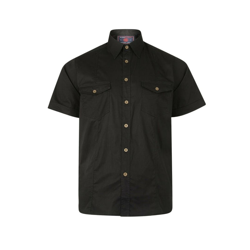 kam-retro-stretch-shirts-short-sleeves-black-6180.