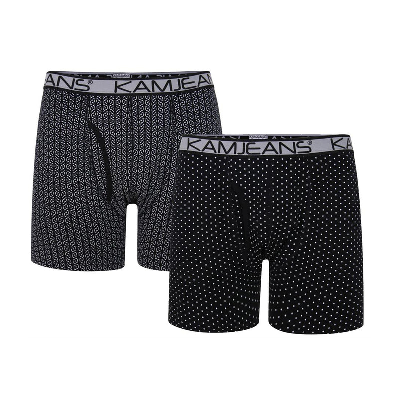 KAM Twin Pack Jersey Print Boxers